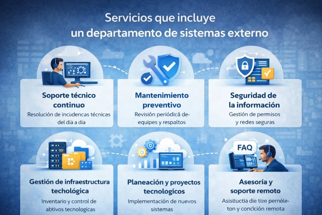 Servicios que incluye un departamento de sistemas externo para empresas